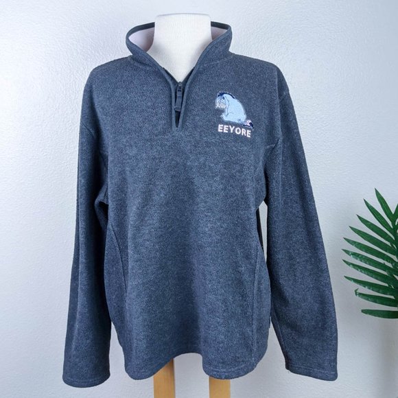 Disney Sweaters - Disney Eeyore Embroidered Fleece Sweater Gray L